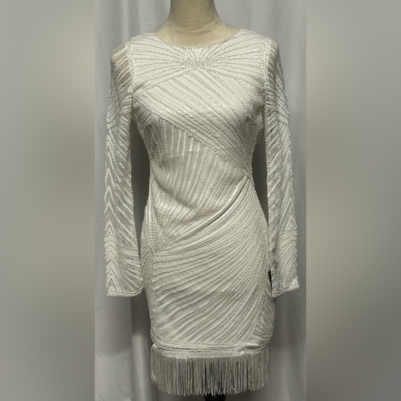 NWT Lulus White Sequin Fringe Mini Dress! - Picture 5 of 14